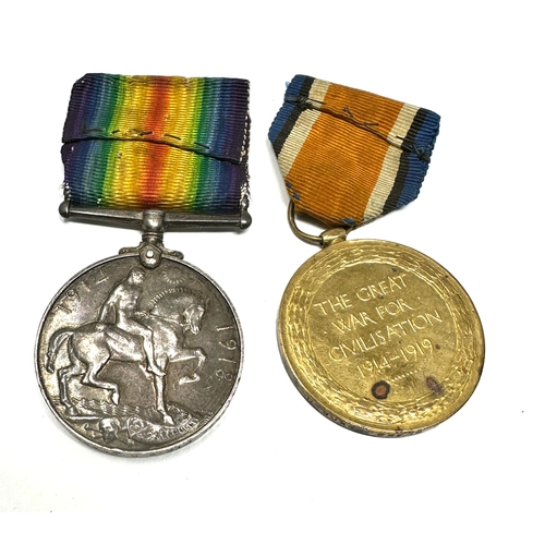 41 - Casualty K.I.A WW1 Medal pair Bedford regt to pte.w.r.glass bedf.r