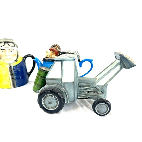 74 - Selection of novelty tea pots includes swinside ceramics tea pot, james herriots tractor fergie tea ... 