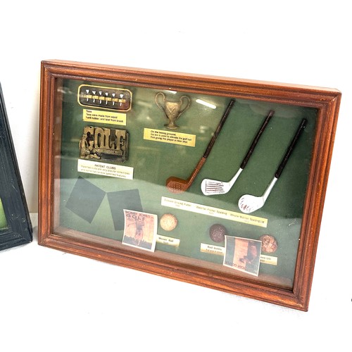 86 - Framed st Andrews golf club plaque and a golf diorama