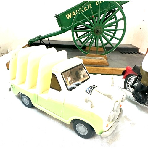 127 - Large selection of vintage and later toys includes Wallace And Grommit and a Walker bros wagon