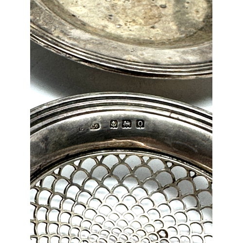 148 - Vintage silver tea strainer on stand Birmingham silver hallmarks