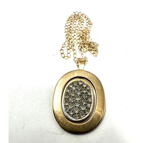 196 - 9ct gold diamond pendant necklace (5.8g)