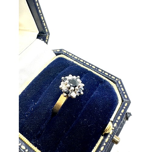 164 - 9ct gold diamond & sapphire  ring (2g)