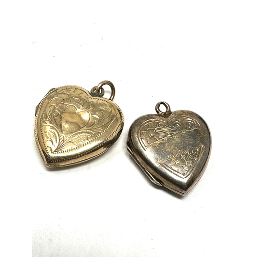 158 - 3 Vintage 9ct gold back & front heart lockets