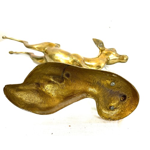 Large brass statue of a leaping dear, approximate measurements: Height 16  inches, Base is 11 inches