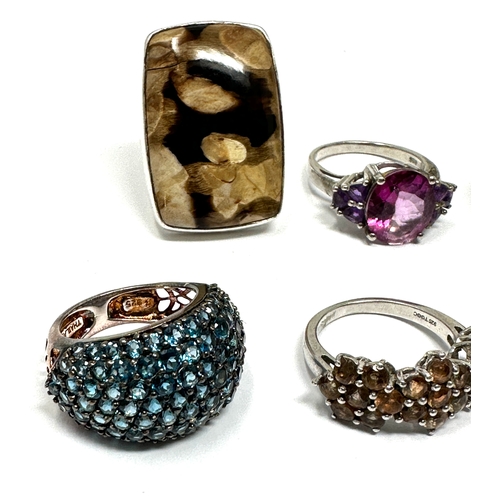 439 - 6 X .925 Statement Dress Rings Including Gemstone Set (63g)