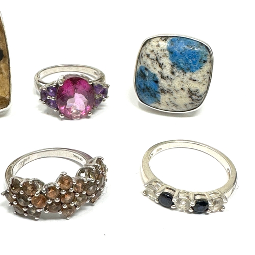 439 - 6 X .925 Statement Dress Rings Including Gemstone Set (63g)