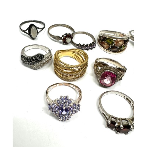 433 - 12 X .925 Dress Rings Including Gemstone Set (58g)