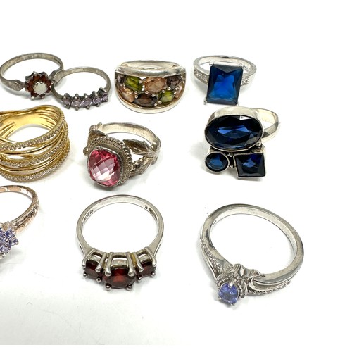 433 - 12 X .925 Dress Rings Including Gemstone Set (58g)