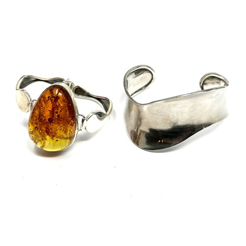 418 - 2 X .925 Bangles Including Amber (67g)