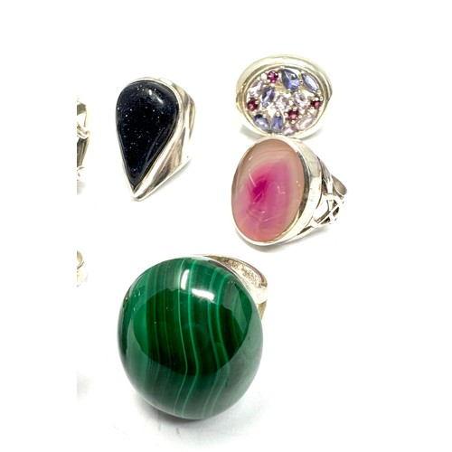 419 - 6 X .925 Statement Gemstone Set Rings (91g)