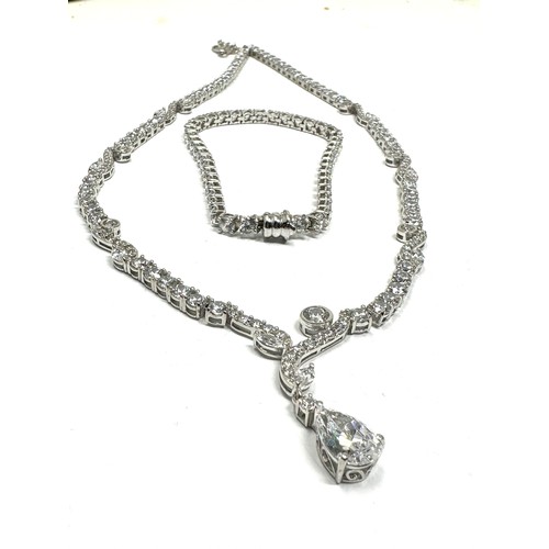 430 - .925 Statement Cz Necklace, Bracelet And Ring (55g)