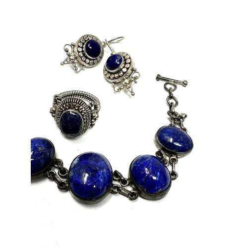 387 - 3 X .925 Lapis Jewellery Including ring By Suarti (61g)