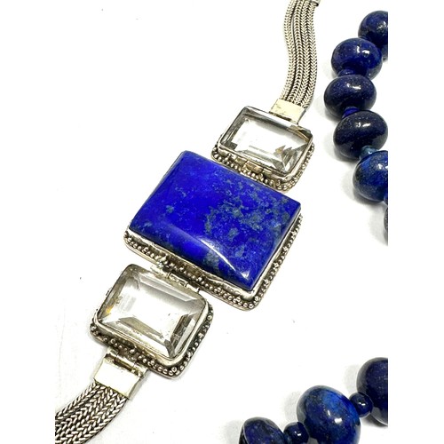 397 - .925 Lapis Bead Necklace And A Bracelet (140g)