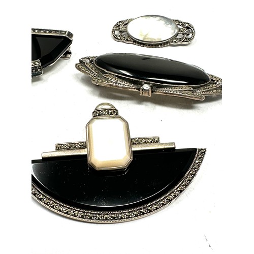 416 - 4 X .925 Art Deco Style Marcasite Brooches (73g)