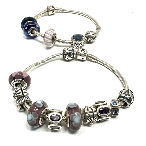 414 - 2 X .925 Bracelets Filled With Assorted Charms By Pandora