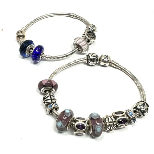 414 - 2 X .925 Bracelets Filled With Assorted Charms By Pandora