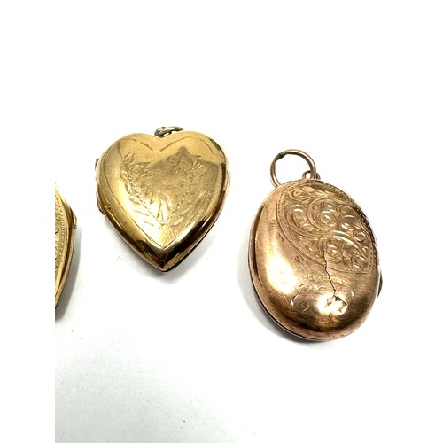 213 - 3 x 9ct gold back & front antique locket pendants (11.9g)