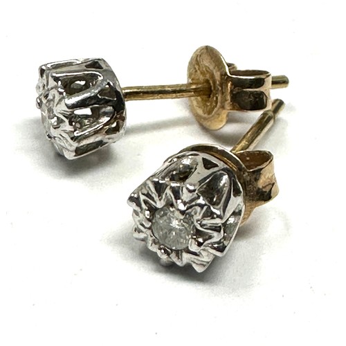 293 - 9ct gold diamond earrings (0.9g)