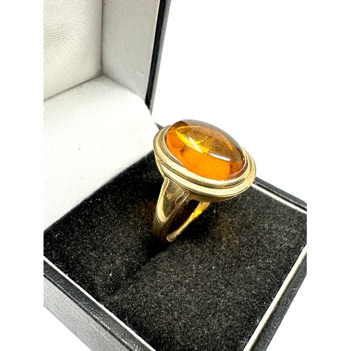 228 - 9ct gold amber ring (3.8g)