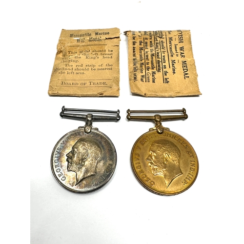 63 - ww1 Mercantile marine medal pair & packets to charles a. leslie