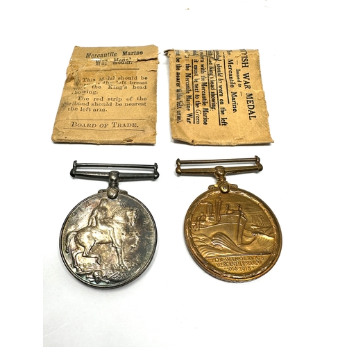 63 - ww1 Mercantile marine medal pair & packets to charles a. leslie