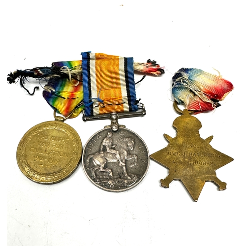 69 - ww1 trio medals to 2070 dmr j.patterson a& s.highrs