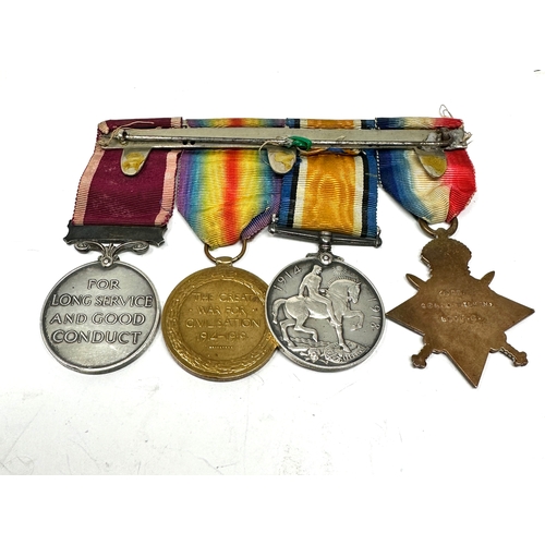 72 - ww1 trio & long service medal group to 12776 Cpl j.wilkins leicester reg