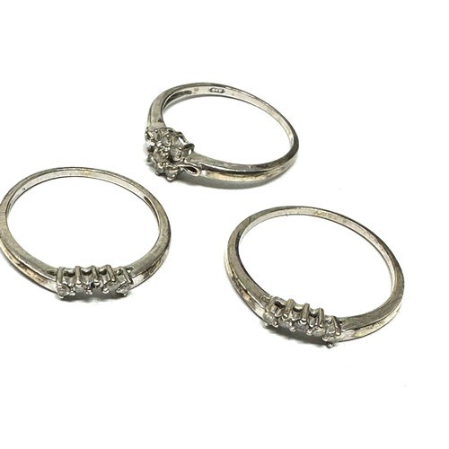 340 - 9ct white gold diamond stacker ring set (3.4g)