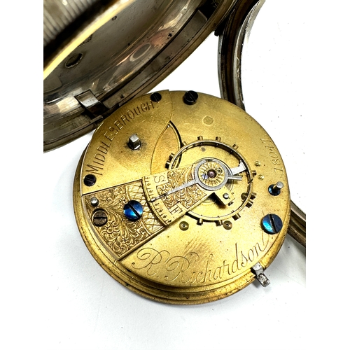 453 - Antique silver open face pocket watch the watch is ticking