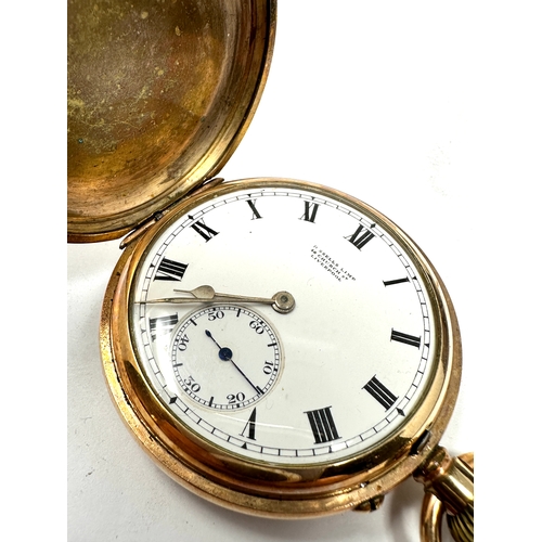 455 - Rolled gold full hunter pocket watch the watch is ticking