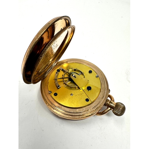 455 - Rolled gold full hunter pocket watch the watch is ticking