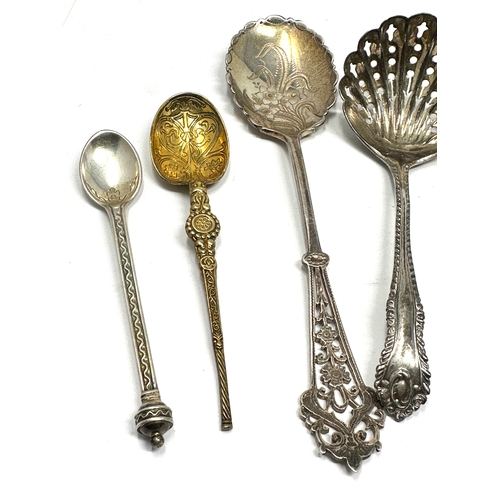 136 - 6 antique silver spoons includes shifter spoons etc