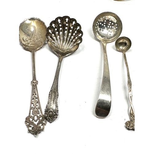 136 - 6 antique silver spoons includes shifter spoons etc