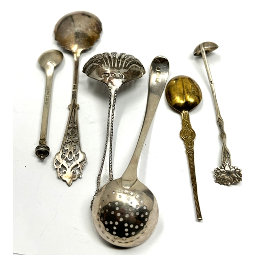 136 - 6 antique silver spoons includes shifter spoons etc