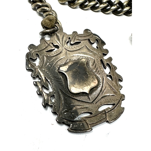 123 - Antique silver plated albert chain & silver fob