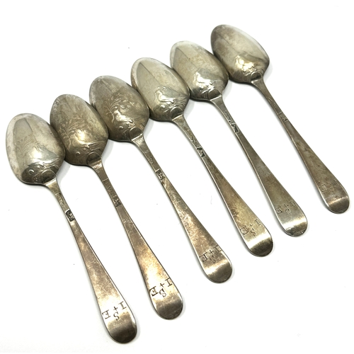 89 - 6 Georgian silver tea spoons