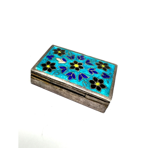 130 - white metal & enamel pill box