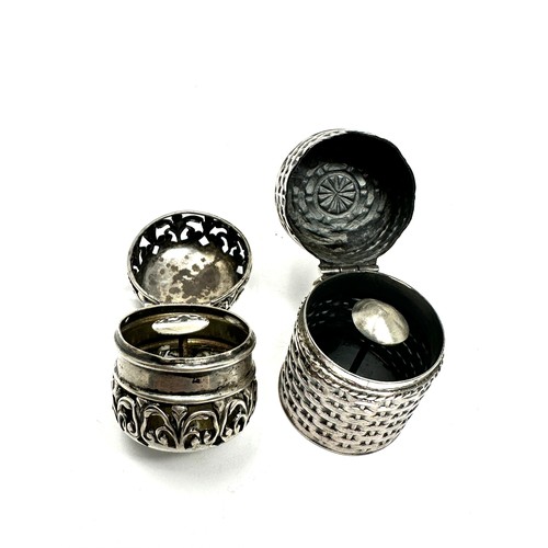 147 - 2 vintage silver thimble holders