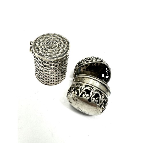 147 - 2 vintage silver thimble holders