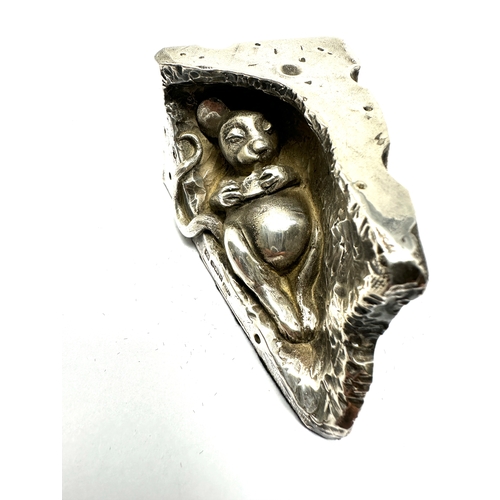 144 - Novelty silver figure of a mouse in a piece of cheese by fx Scappaticci silver hallmarks