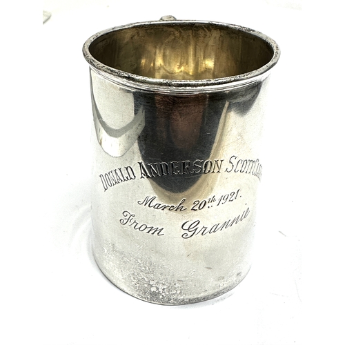 132 - Antique silver Christening mug hallmarks worn weight 88g