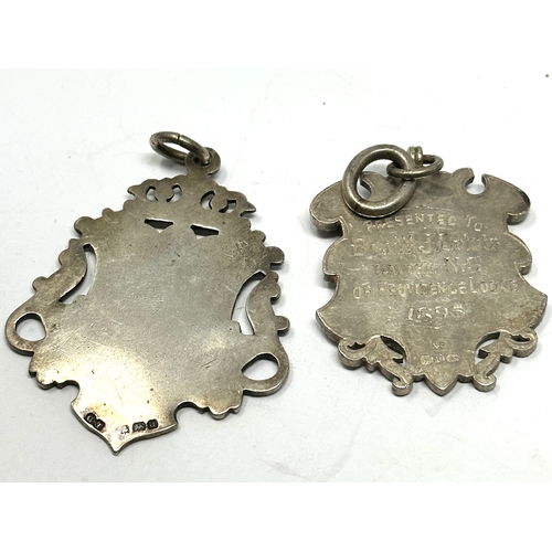 122 - 2 large antique silver watch chain fobs weight 44g