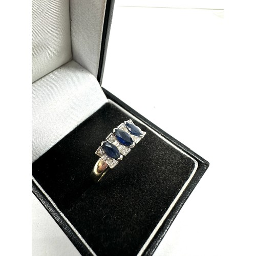 365 - 14ct gold diamond and sapphire  ring (3.1g)