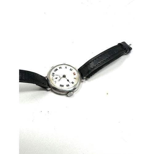 462 - silver trench style wristwatch the watch is ticking