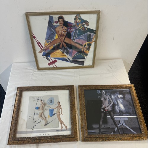 99 - 3 Gilt framed signed erotic prints, one by Andrew carney  largest measures approximately 13 inches l... 