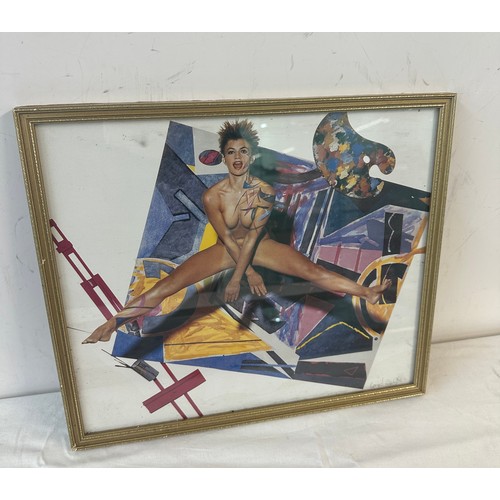 99 - 3 Gilt framed signed erotic prints, one by Andrew carney  largest measures approximately 13 inches l... 