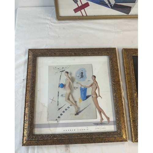 99 - 3 Gilt framed signed erotic prints, one by Andrew carney  largest measures approximately 13 inches l... 