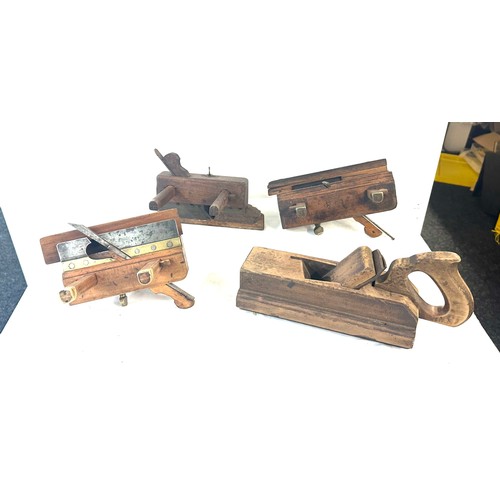 100 - Selection of vintage wood tools includes planes etc