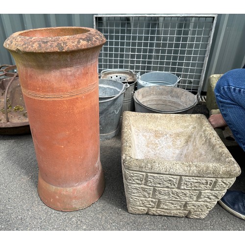 100F - Terrocatta chimney pot and a concrete planter- chimney measures approx 24 inches tall